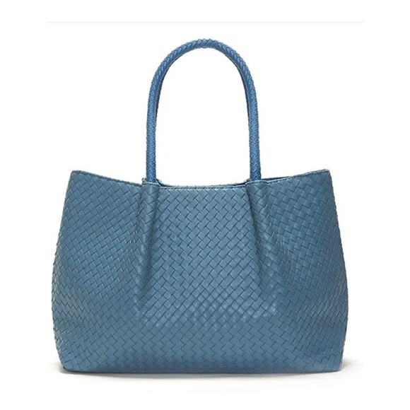 lulu dharma Handbags - Lulu Dharma Woven Vegan Leather Tote Bag in Blue – Large Size